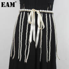 [Eam] branco pérola arco divisão conjunta elegante casual cinto personalidade feminina nova moda maré all-match primavera outono 2022 1dd8188 2024 - compre barato
