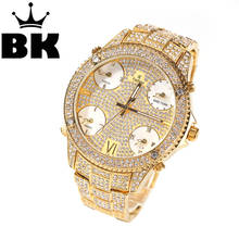 Hip Hop Full Iced Out Full Drill Men Watches Stainless Steel Fashion Luxury Rhinestones Quartz Square Business Watch 2024 - buy cheap