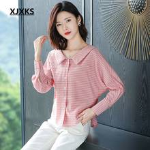 XJXKS Spring 2020 New Cotton Turn-down Collar Shirt Women Good Quality Soft Pink White Blusas Fashion Women's Blouse Shirt 2024 - buy cheap