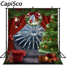 Fondo de Navidad de Capisco, guirnalda de ventana de invierno, fiesta familiar, niños, fotografía de fondo, accesorios de estudio fotográfico 2024 - compra barato