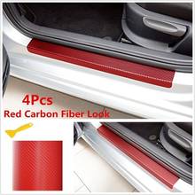 Protetor de soleira de carro 3d, adesivo de fibra de carbono anti-arranhões para porta de carro, com 1 adesivo de plástico para raspar 2024 - compre barato