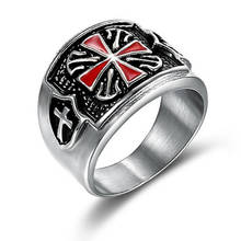 Мужское кольцо из нержавеющей стали, красное кольцо с крестом, 2019 2024 - купить недорого