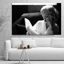 Картина на холсте XINQI, Постер Монро, украшение для дома, современная привлекательная Мэрилин, чтение книги, картины на стене, рисунок без рамки 2024 - купить недорого