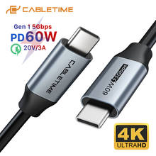 CABLETIME PD 60W USB C Cable to Type C 4K Video USB 3.1 QC 3.0 Fast Charge 5Gbps for Xiaomi 10 Macbook Air Samsung S20 C372 2024 - buy cheap