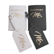 ANKUCOO-funda de pasaporte sólida MR MRS, etiqueta de equipaje, conjunto de funda de pasaporte de boda para pareja, carta, soporte de viaje, AN28 2024 - compra barato