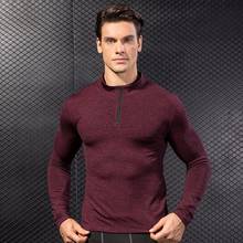 Winter plus velvet men's fitness running training long sleeve elastic tight collar sweater 2024 - buy cheap