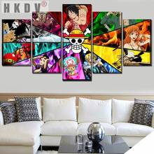 HKDV 5 Pieces Canvas Paintings Posters Prints Top-Rated One Piece Character Anime Sofa Wall Art Pictures Home Decor Living Room 2024 - buy cheap