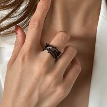 Оригинальное летнее изысканное черное серебряное цветной многослойный кольцо для женщин креативное Открытое кольцо вечернее Подарочное ювелирное изделие оптовая продажа 2024 - купить недорого