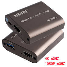 Hdmi para usb, 4k, 60hz, placa de captura de vídeo, tv loop 1080p, placa de gravação ao vivo, caixa de streaming usb 2.0, 3.0 gravador para câmera ps4 2024 - compre barato