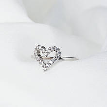 Exquisite  Hollow Out Heart-shaped Ring Elegant Charming Women's Wedding Crystal Ring Fashion Jewelry Gifts 2024 - buy cheap