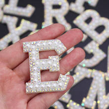 A-Z Pearl Patch 26 English Letter AB Rhinestone Pearl Applique Sew On Patches Alphabet Clothing Patch Badge For Bag/Hair Clip 2024 - buy cheap