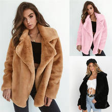 New Women Warm Autumn Fleece Fur Coat Overcoat Outwear Turn Down Collar Cardigan Female Thin Loose Coats Plus Size 2024 - buy cheap