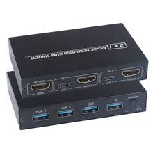 Caja de interruptor KVM con 2 puertos USB, conmutador divisor para compartir teclado y ratón de impresora, 2 unidades 2024 - compra barato