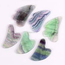 Colored Fluorite Gouache Scraper Face Massager Natural Gua Sha Stone Facial Eye SPA Acupuncture Scraping Crystal Massage Tool 2024 - buy cheap