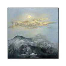 The Rising Sun Gray Mountains Oil Painting Handpainted Paintings Wall Art Home Decor Picture  Modern Oil Painting On Canvas 2024 - buy cheap