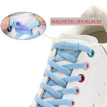 Магнитный шнурок на плоской подошве с эластичной резинкой Творческий быстрая шнурки без завязок; Цвет металлический замок, унисекс, подходит для всей обуви ленивые шнурки 2024 - купить недорого
