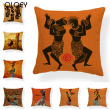Polyester Pillow Case African Indigenous Women National Style Cushion Cover Home Sofa Square Decorative Pillowcase 45*45cm 2024 - buy cheap