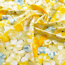 100cm*140cm Yellow Flower Rayon Fabric Soft Viscose Material For Dress Shirt 2024 - buy cheap