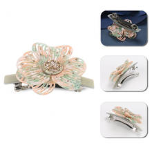 Hollow Through Blooming Flower Hair Barrettes Clips Acetate Rhinestone Embellished Hair Clip for Women 2024 - buy cheap