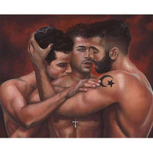 Yujohom-Pintura de diamante cuadrado completo, cuadro de hombre africano, arte de pared con tres hombres Gay, Kits de punto de cruz DMC 2024 - compra barato