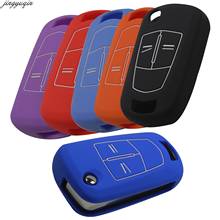 Jingyuqin capa protetora para chave de carro, de silicone, com 2 botões, compatível com vauxhall, opel, corsa, astra, vectra 2024 - compre barato