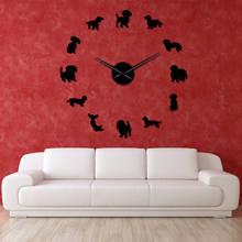 Reloj de pared 3d con temática de perro salchicha y mascota, reloj de pared con diseño de perro salchicha, regalo de casa para habitación de niños 2024 - compra barato