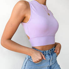 Camiseta sin mangas con espalda descubierta para mujer, top corto ajustado de vendaje, ropa de calle informal, tops de algodón sólido suave entrecruzado, top Sexy 2021 2024 - compra barato