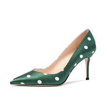 Lovirs-zapatos de oficina de lunares para mujer, calzado de tacón bajo de 8,5 cm, stilettos, puntiagudos, para vestido de fiesta, talla grande 4-15 2024 - compra barato