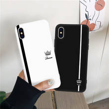 JAMULAR King Queen Lovers Couple Case For iPhone X XS MAX X XR 11 Pro 12 SE20 7 8 6Plus Black White Silicon Soft Phone Cover Bag 2024 - купить недорого