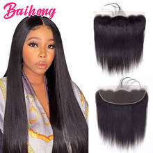 Straight Human Hair 13x4 Lace Frontal Closure 100% Human Natural Color Hair Woman Ear To Ear Lace Frontal Closure BAIHONG 2024 - buy cheap