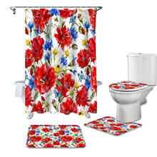 Conjunto de cortinas para banheiro, flores e margaridas, cobertura para banheiro, à prova d'água 2024 - compre barato