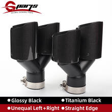 G-Parts Glossy Y Type Titanium Black 2pcs Universal Car 3k Carbon Dual Exhaust Pipes Rear Muffler Unequal Tail Tips Auto Styling 2024 - купить недорого