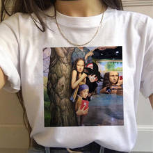 Camiseta divertida de estética de Mona Lisa Harajuku para mujer, remera Grunge Ullzang, playera Vintage de los años 90, ropa urbana para mujer 2024 - compra barato