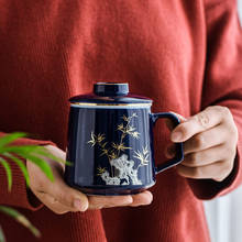 Caneca de café em estilo nórdico, preto e branca, com alça de madeira e filtro, estilo moderno, para escritório, uso em água, leite, copo de cerâmica 2024 - compre barato