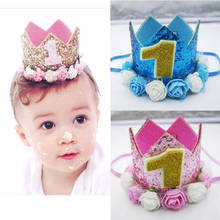 Newborn Baby 100 Days Happy Birthday 1 2 3 Years Old Flower Crown Digital 1st Birthday Hat Kids Hair Headbands Party Decorations 2024 - buy cheap