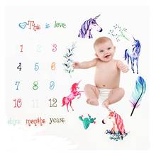 Newborn Baby Milestone Monthly  Blanket Manta Play Mat Photography Calendar Hair Bow Background Accessories 2024 - buy cheap