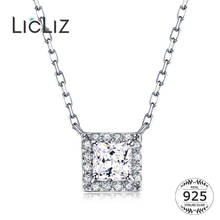 LicLiz Real 925 Sterling Silver Square Zircon Diamond Pendants Necklace for Women Choker Chains Paved CZ Necklace Jewelry LN0239 2024 - buy cheap