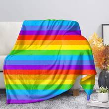 TOADDMOS-Manta de lana con patrón de bandera de arcoíris para niños y adultos, edredón suave de alta calidad, para la rodilla, para la siesta y la Oficina 2024 - compra barato