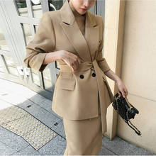 Suit suit skirt female fashion temperament new lace-up suit wide leg pants two-piece suit OL occupation 2 piece set women 2024 - buy cheap