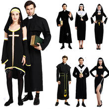 Adult Clergyman Priest Costume Men Religious Missionaries Pastor women Nun Costumes Halloween Purim Party Mardi Gras Dress 2024 - buy cheap