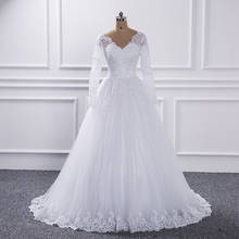 Vestido de noiva 2020, vestido vintage, manga longa, sem costas, com gola em v, noiva 2024 - compre barato