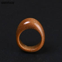ShinyGem 2020 Trendy Natural Irregular Gold Sand Stone Rings Wedding Smooth Charm Round Gem Stone Finger Rings For Women Man 2024 - buy cheap
