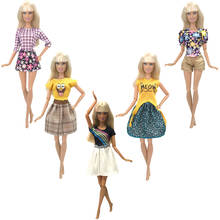 Новейшие платья NK для кукол, 5 комплектов, Повседневная модная одежда, аксессуары для кукол Барби, лучшие подарки для девочек 4X 2024 - купить недорого