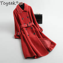 Tcyeek Thick Warm Winter Jacket for Women Clothes 2020 100% Real Fur Coat + Belt Korean Ladies Sheep Shearing Long Coats KL1908 2024 - buy cheap