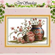 Flower in Pot Counted Cross Stitch 11CT 14CT Handmade Cotton Cross Stitch Set wholesale Cross-stitch Kits Embroidery Needlework 2024 - buy cheap