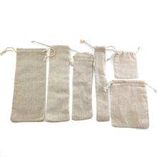 6Pc Storage Organizer Travel Cutlery Bag Container Drawstring Bag Portable Canvas Knife Fork Travel Cutlery Draw Bag 6Syle Beige 2024 - buy cheap