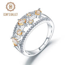 GEM'S BALLET-Anillo de plata de primera ley y citrino para mujer, sortija, plata esterlina 925, piedra de nacimiento, 0,54 quilates 2024 - compra barato