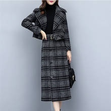 Women's skirt set 2021 new autumn and winter woolen plaid suit jacket short paragraph Casual high waist skirt suit Two-piece 2024 - buy cheap