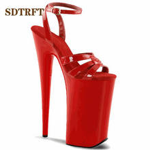 Sdtrft sandália feminina stiletto para meninas, para festa, sapatos plataforma, salto alto ultra fino, aberto, vermelho, 23cm 2024 - compre barato