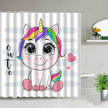 Unicorn Shower Curtains Cute Magic Unicorns Cartoon Animal Pattern Waterproof Kids Bathroom Decor Cloth Curtain Set with Hooks 2024 - buy cheap
